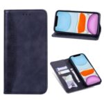 Business Style Splicing Stand Auto-absorbed Leather Protector Case for iPhone XS Max 6.5 inch – Dark Blue