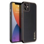 DUX DUCIS YOLO Series Electroplating PU Leather Coated TPU PC Combo Case for iPhone 12 5.4-inch – Black