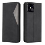 Geometric Splicing Card Slots Stand Leather Case for iPhone 12 Pro Max – Black