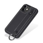 With Strap Kickstand TPU+Genuine Leather Shell for iPhone 11 6.1 inch – Black