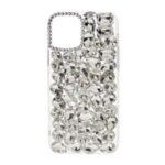 Crystal White Shell Rhinestone Decoration TPU Cell Phone Cover for iPhone 12/12 Pro