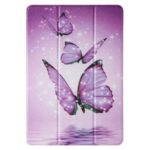 Patterned Leather Case for iPad 10.2 (2020)/10.5 (2020) Tri-fold Stand Tablet Shell – Purple Butterfly