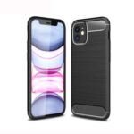 Carbon Fiber Brushed TPU Cover Protector Phone Case for iPhone 12 5.4 inch – Black