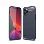 Carbon Fiber Brushed TPU Cover Protector Phone Shell for iPhone 12 Pro Max 6.7 inch – Blue