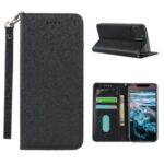 Silk Skin Leather Wallet Stand Protective Phone Case for iPhone 12 Pro Max – Black
