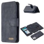 Anti-Gravity Frosted Leather Zippered Wallet Phone Cover Case for iPhone 12/12 Pro – Black