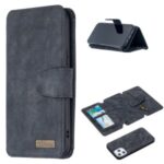 2 in 1 Split Matte Finish Leather Wallet Phone Case for iPhone 12 Pro Max – Black