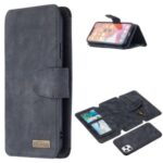 BF07 Detachable Matte Finish Leather Wallet Phone Cover with Zippered Pocket for iPhone 11 Pro Max 6.5-inch – Black