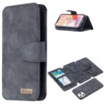 BF07 Detachable Matte Finish Leather Wallet Phone Cover with Zippered Pocket for iPhone 11 Pro 5.8-inch – Black