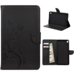 Butterfly Flowers Imprinted Leather Tablet Shell for Samsung Galaxy Tab A 8.4 (2020) – Black