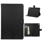 Imprint Butterfly Flower Wallet Stand Leather Cover for Samsung Galaxy Tab A7 10.4 (2020) – Black