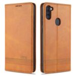 AZNS Auto-absorbed Leather Wallet Case for Samsung Galaxy A11 – Brown