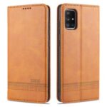 AZNS Auto-absorbed Leather Wallet Shell Case for Samsung Galaxy A71 SM-A715 – Brown