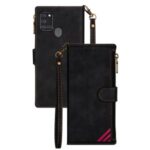 Wallet Phone Case PU Leather Coated TPU Cover for Samsung Galaxy A21s – Black