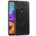 Crazy Horse Texture PU Leather Coated TPU Protector Cover for Samsung Galaxy A21s – Black