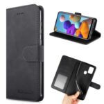 DIAOBAOLEE Wallet Leather Stylish Case for Samsung Galaxy A21s – Black