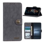 KHAZNEH Vintage Style Leather Wallet Stand Phone Cover for Samsung Galaxy A42 5G – Grey