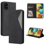 Geometric Splicing Card Slots Stand Leather Case for Samsung Galaxy A31 – Black