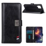 Textured Wallet Stand Leather Protective Cover Shell for Samsung Galaxy A42 5G – Black