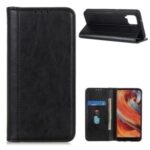 Auto-absorbed Litchi Skin Split Leather Wallet Case for Samsung Galaxy A42 5G – Black