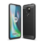 Carbon Fiber Brushed TPU Back Shell for Motorola Moto G9 Play Phone Cover – Black