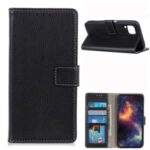 Litchi Texture Flip Leather Wallet Phone Shell for Samsung Galaxy A42 5G – Black
