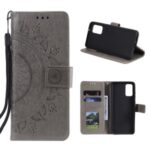 Imprint Flower Leather with Wallet Cover for Samsung Galaxy M31s – Grey