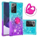 Kickstand Quicksand TPU Case for Samsung Galaxy Note20 Ultra/Note20 Ultra 5G Gradient Shockproof Shell – Cyan / Purple