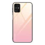 Gradient Tempered Glass Cell Phone Hybrid Case with TPU Edge for Samsung Galaxy M31S – Gradient Yellow Pink