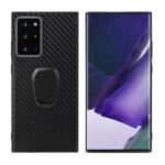 TPU + PC + PU Leather with Ring-Shape Kickstand Phone Cover Shell for Samsung Galaxy Note 20 Ultra/Note 20 Ultra 5G – Carbon Fiber Texture