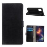 Crazy Horse Wallet Leather Flip Shell for Samsung Galaxy M51 Side Fingerprint Version – Black