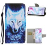 Pattern Printing Leather Wallet Stylish Stand Case with Handy Strap for Samsung Galaxy A31 – Wolf