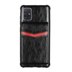 Anti-fall PU Leather + TPU Shell with Card Slots for Samsung Galaxy A71 SM-A715 – Black