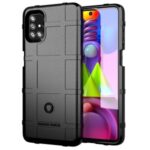 Side Fingerprint Rugged Square Grid Texture TPU Case for Samsung Galaxy M51 – Black