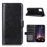 Crazy Horse Texture Leather Wallet Phone Shell for Samsung Galaxy M51 Side Fingerprint Version – Black
