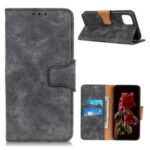 Split Leather Protector Wallet Retro Style Case for Samsung Galaxy M51 (Side Fingerprint Version) – Grey