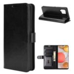 Crazy Horse Texture Leather Wallet Cell Phone Protective Case for Samsung Galaxy A42 5G – Black