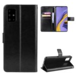 Crazy Horse Surface Leather Wallet Stand Case for Samsung Galaxy M51 – Black