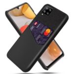 KSQ Card Slot Cloth + PU Leather + PC Hybrid Cover for Samsung Galaxy A42 5G – Black