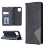 Geometric Pattern Leather Stand Case Card Holder Shell for Samsung Galaxy A42 5G – Black