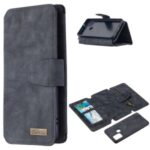 BF07 Detachable Matte Finish Leather Wallet Phone Cover with Zippered Pocket for Samsung Galaxy A21s – Black