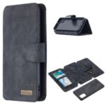 BF07 Detachable Matte Finish Leather Wallet Phone Cover with Zippered Pocket for Samsung Galaxy A31 – Black