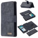 BF07 Detachable Matte Finish Leather Wallet Phone Cover with Zippered Pocket for Samsung Galaxy Note 20 5G / Galaxy Note 20 – Black