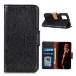Nappa Texture Split Leather Phone Shell with Wallet for Samsung Galaxy M51 Side Fingerprint Version – Black