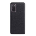 Litchi Texture Genuine Leather Coated TPU PC Combo Case for Samsung Galaxy S20 FE/Fan Edition/S20 FE 5G/Fan Edition 5G – Black
