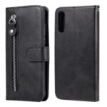 Zipper Pocket Wallet Leather Stand Case for Sony Xperia L4 – Black