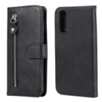Multi-Function Leather Zippered Wallet Phone Case with Two Cash Pocket for Sony Xperia 10 II – Black