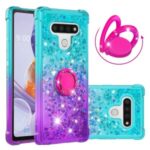 Kickstand Quicksand TPU Case for LG Stylo 6 Protector Gradient Shockproof Shell – Cyan / Purple