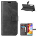Leather Wallet Phone Stand Case with Magnetic Closure for LG Velvet – Black