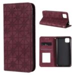 Imprint Lucky Flower Auto-absorbed Flip Leather Card Slots Protective Case for Huawei Y5p/Honor 9S – Wine Red